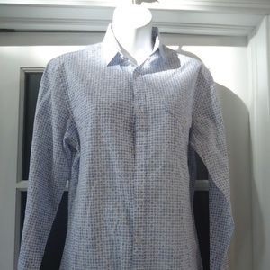 Zara Man Long Sleeve Blue and White Shirt